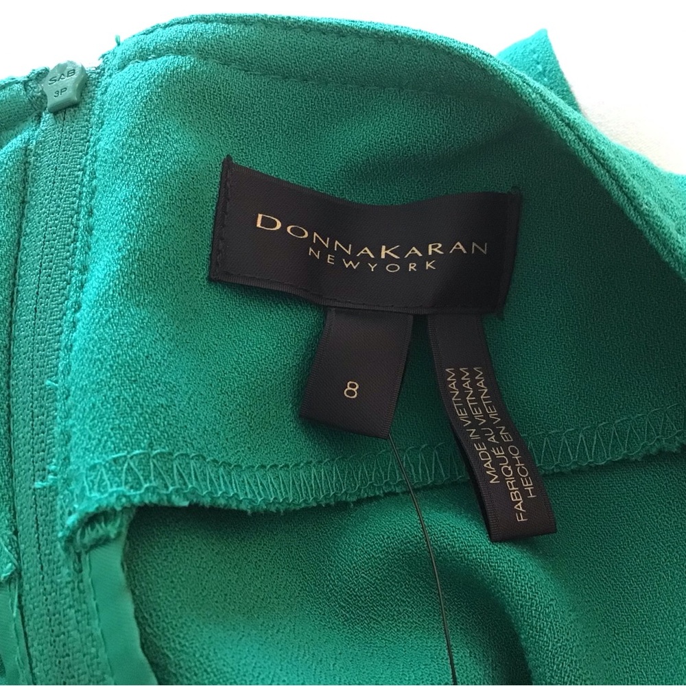 DONNA KARAN NEW YORK Color Block Midi Dress Cap Sleeve Boat Neck A Line Size 8 - Picture 7 of 10